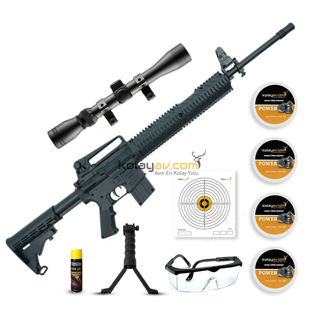 EKOL MS 550 Siyah Havalı Tüfek 5.5mm (Full Set)