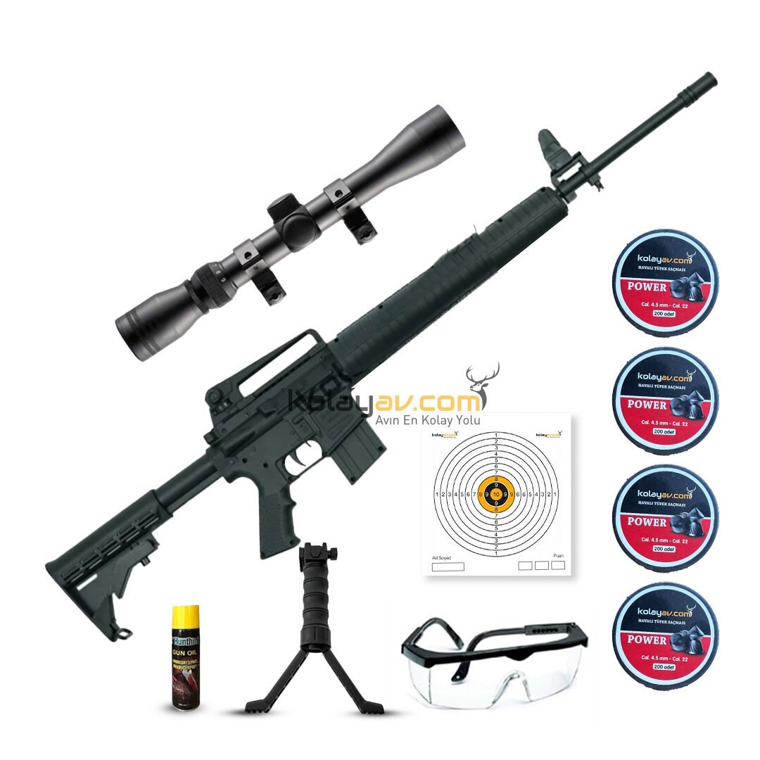 EKOL MS 450 Siyah Havalı Tüfek 4.5mm (Full Set)