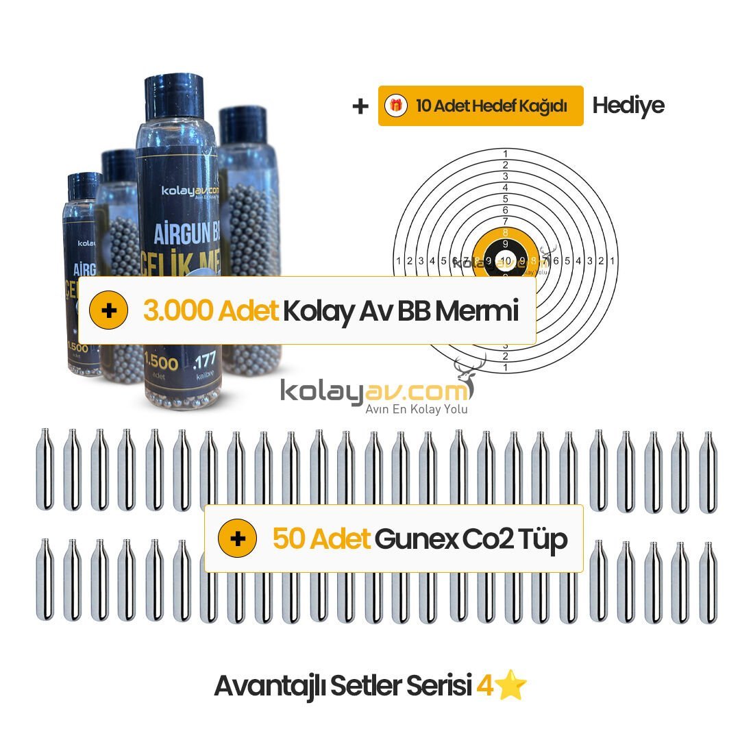 50 Co2 Tüp, 3000 4.5 mm BBs Mermi Set Hediyeli