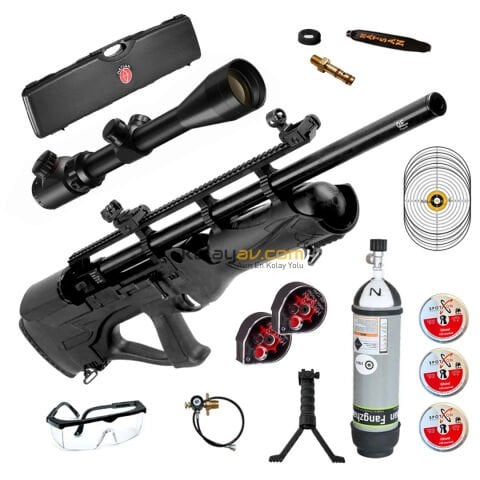 Hatsan Hercules Bully Long Dürbün+Scuba PCP Havalı Tüfek, 6.35mm (Gold Full Set)