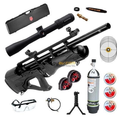 Hatsan Hercules Bully Long Dürbün+Scuba PCP Havalı Tüfek, 6.35mm (Titanium Full Set)