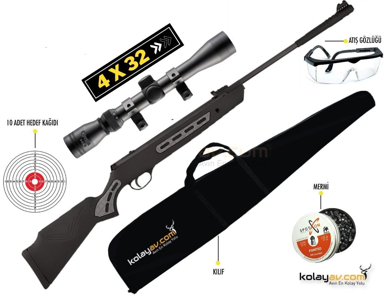 Hatsan Striker 1000S Havalı Tüfek, 4.5mm (Full Set) 4x32