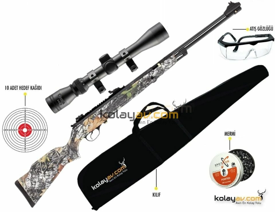 Hatsan Torpedo 105X Camo Havalı Tüfek, 6.35mm (Full Set) 3-9x32