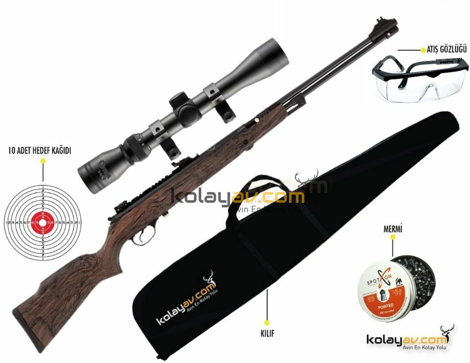 Hatsan Torpedo 105X Wood Havalı Tüfek, 6.35mm (Full Set) 3-9x32