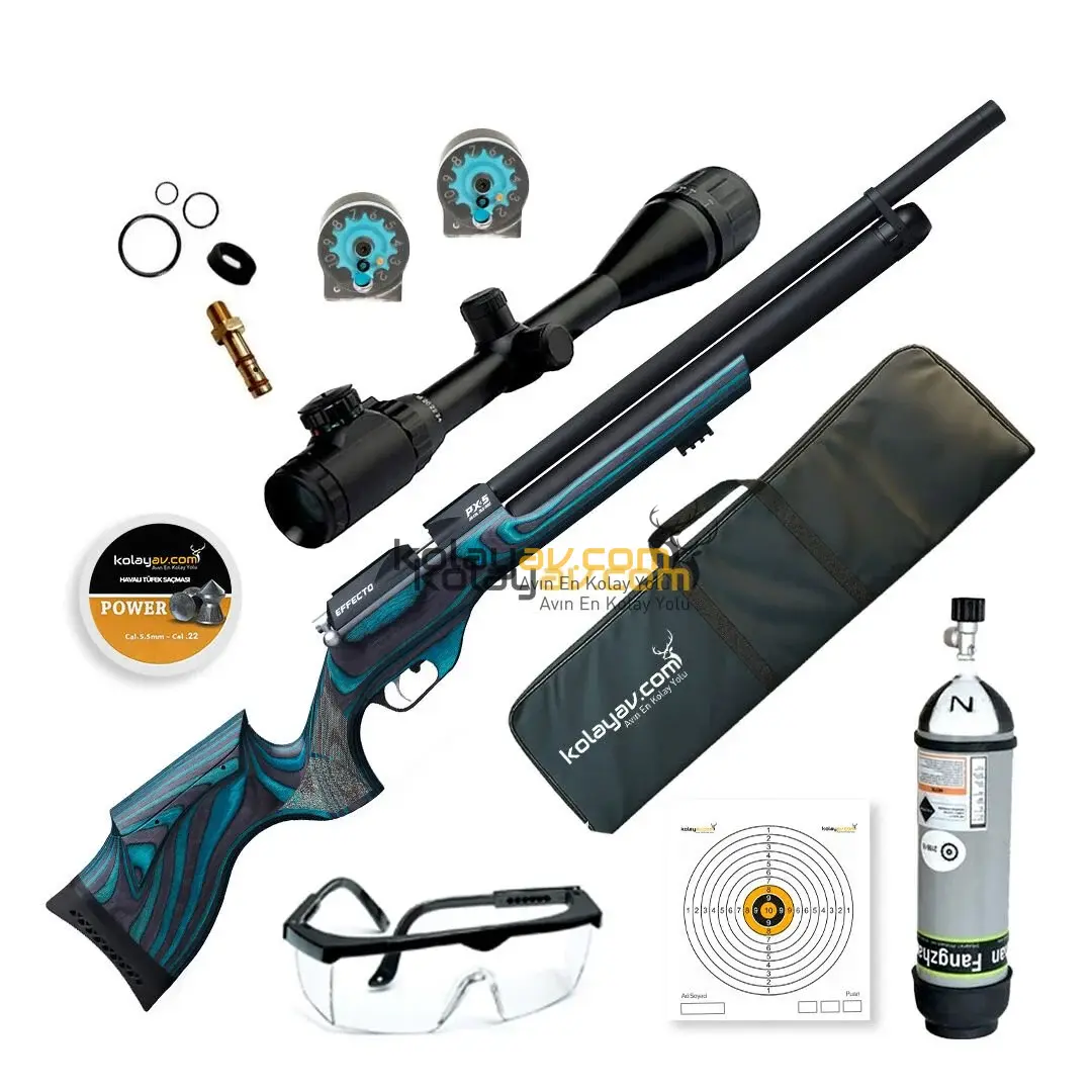 Huğlu Effecto PX-5 PRO Lamine Mavi Dürbün + Scuba PCP Havalı Tüfek 5.5mm (Full Set)