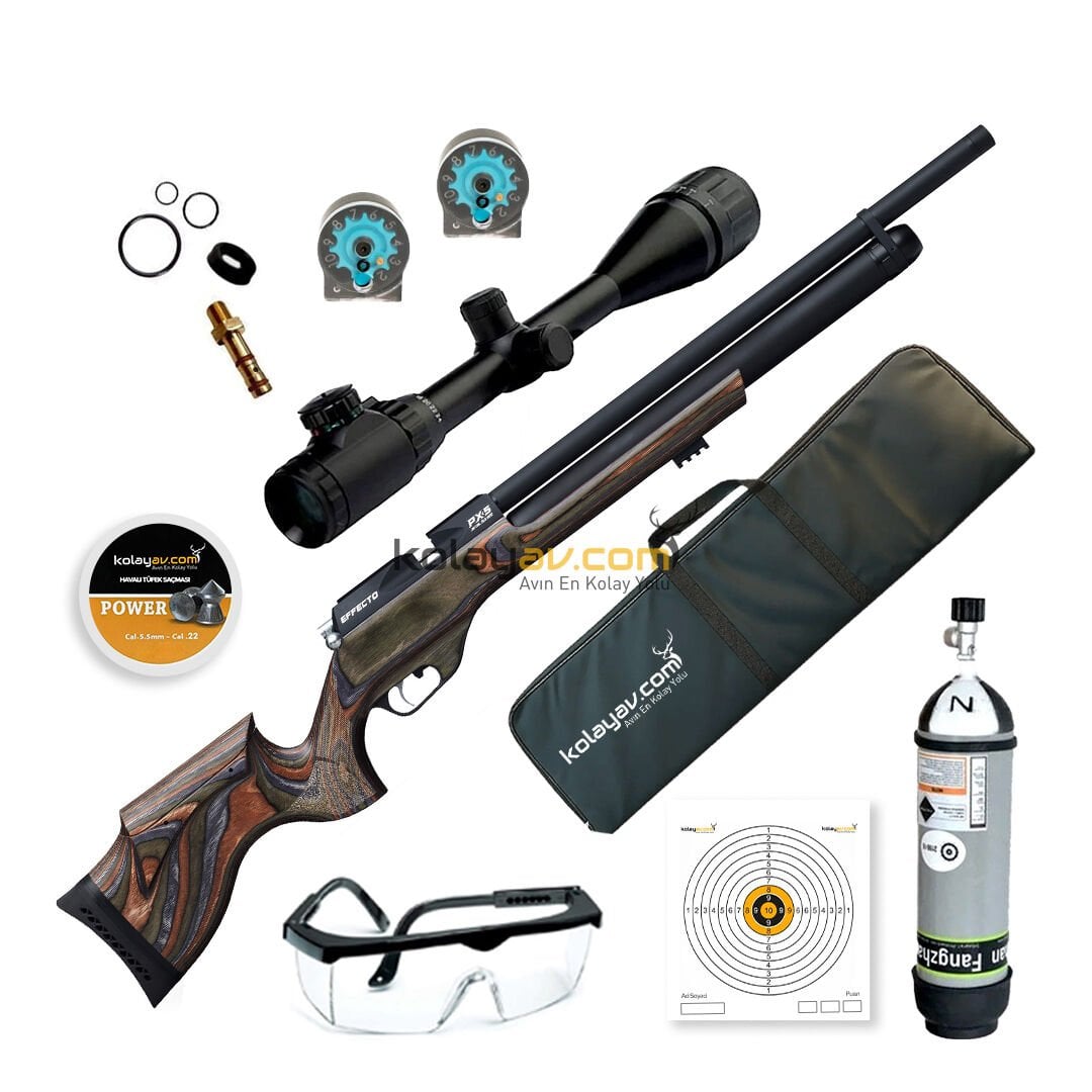 Huğlu Effecto PX-5 PRO Lamine Yeşil Dürbün + Scuba PCP Havalı Tüfek 5.5mm (Full Set)