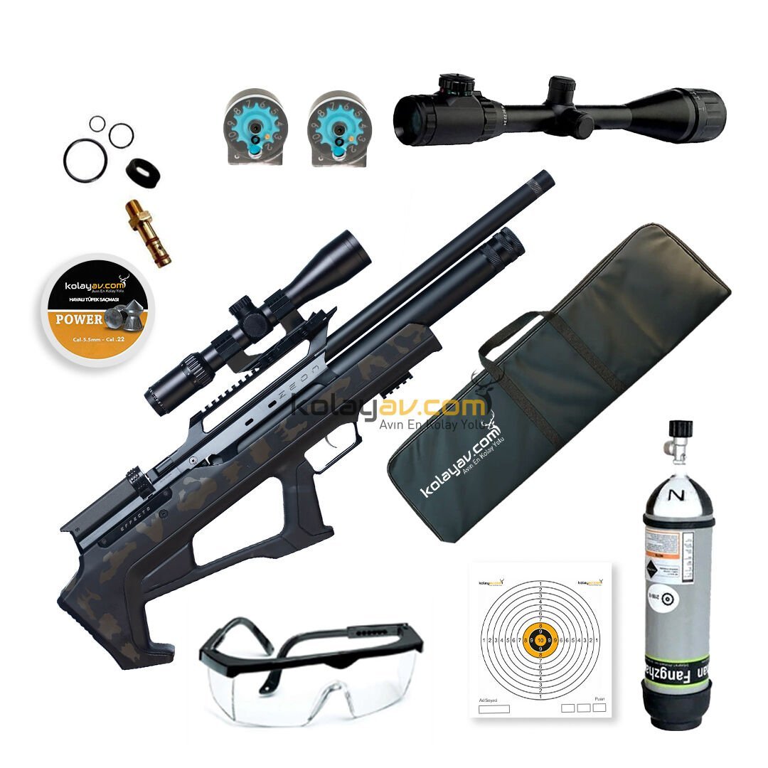 Huğlu Effecto Zeon LW Haki Kamuflaj Dürbün + Scuba PCP Havalı Tüfek 5.5mm (Full Set)