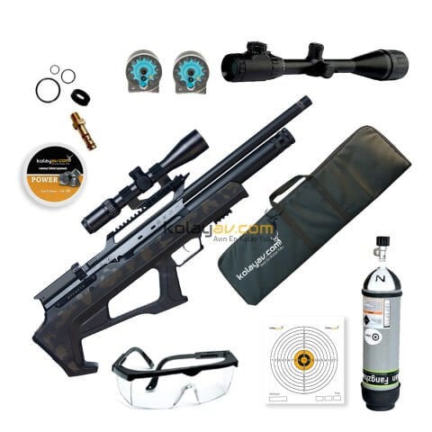 Huğlu Effecto Zeon LW Haki Kamuflaj Dürbün + Scuba PCP Havalı Tüfek 5.5mm (Full Set)