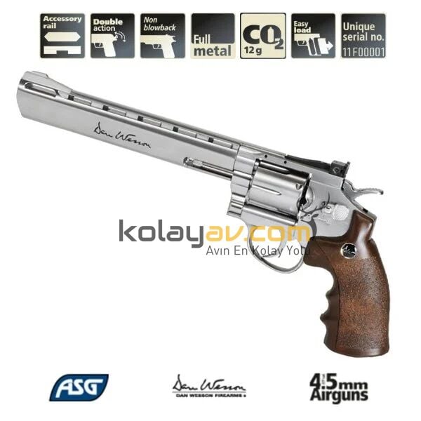 ASG Dan Wesson 8 İnç Silver Wood Havalı Tabanca