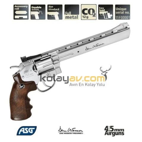 ASG Dan Wesson 8 İnç Silver Wood Havalı Tabanca
