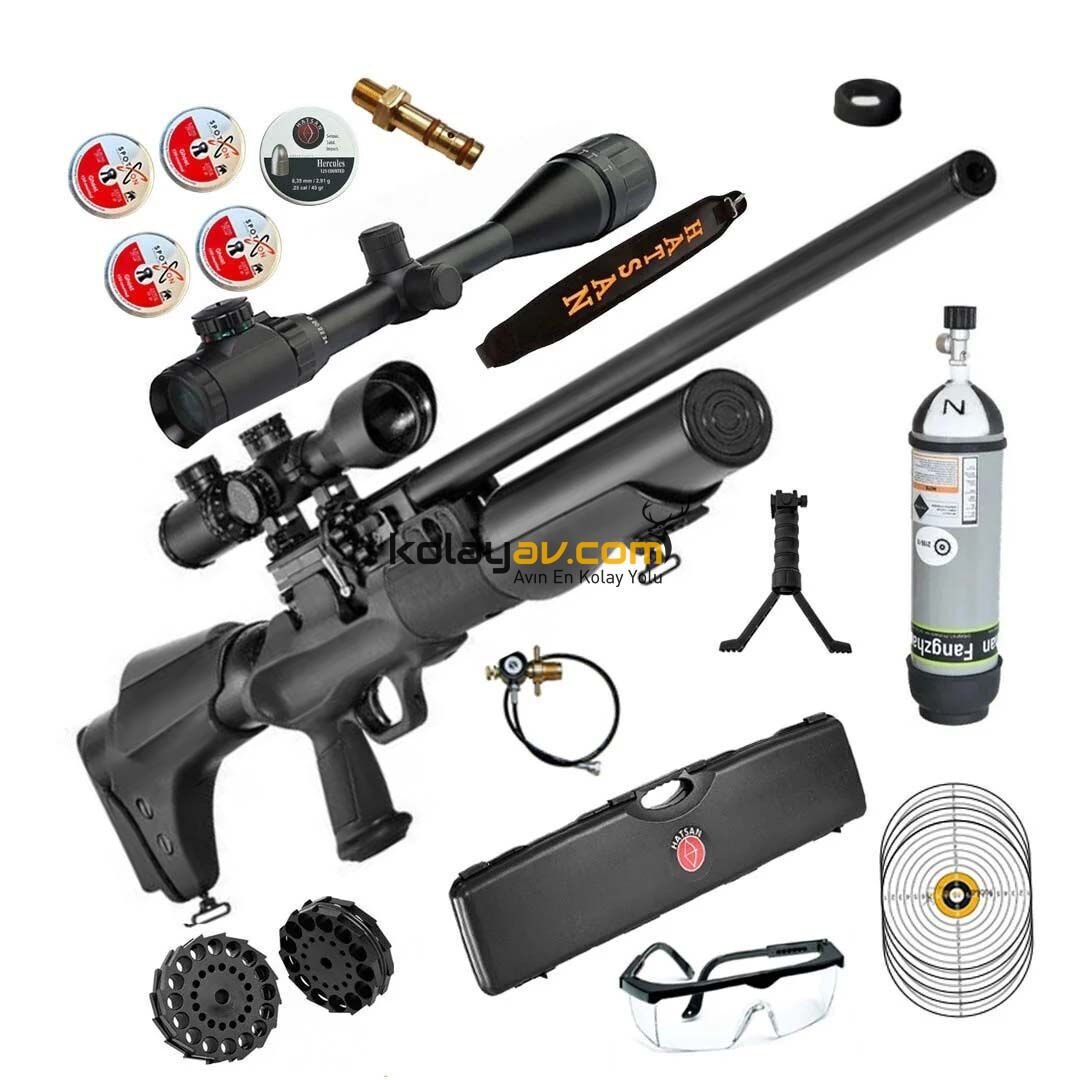 Hatsan Hercules 666 QE 6.35mm PCP Havalı Tüfek + Scuba + Dürbün