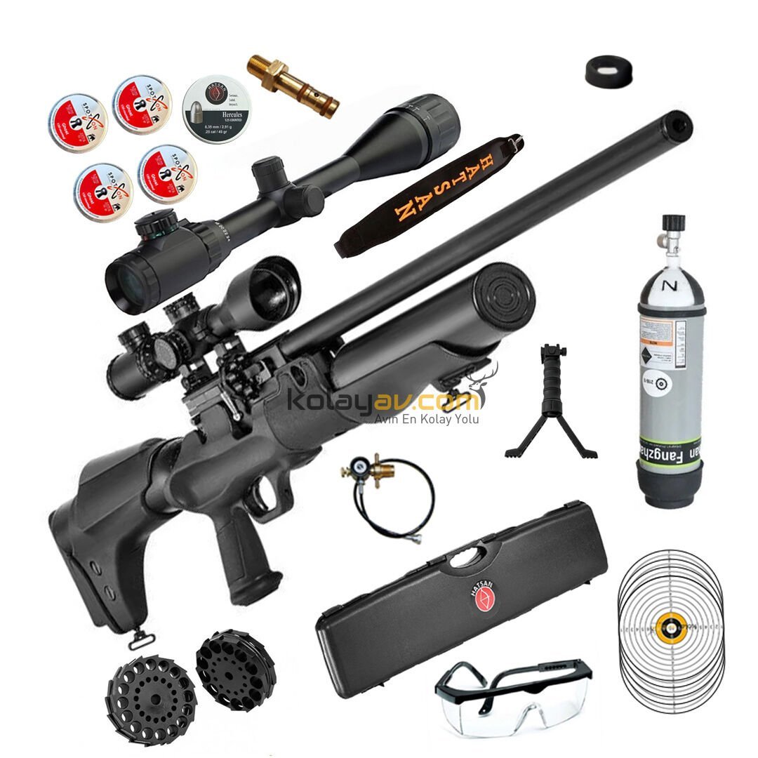 Hatsan Hercules 666 QE 6.35mm PCP Havalı Tüfek + Scuba + Dürbün