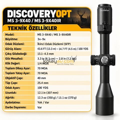Discovery MS 3-9X40IR SFP 25.4mm Tüfek Dürbünü