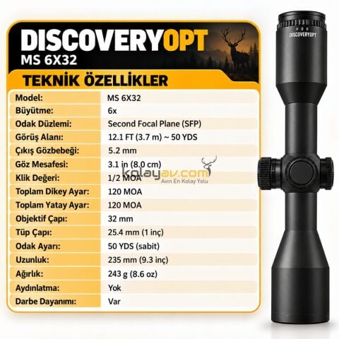 Discovery MS 6x32 SFP 25.4mm Tüfek Dürbünü
