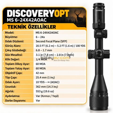 Discovery MS 6-24x42AOAC SFP 25.4mm Tüfek Dürbünü