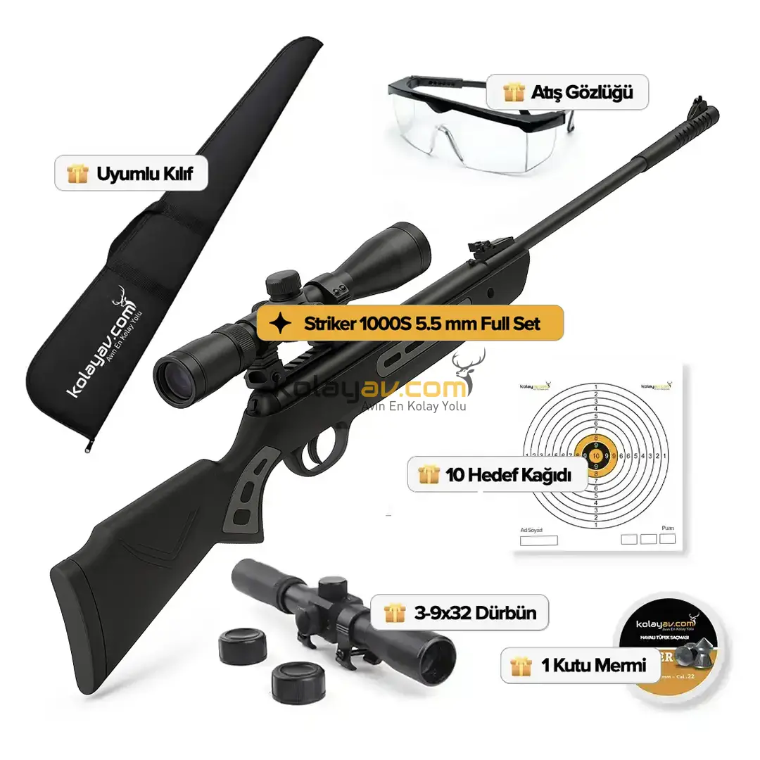 Hatsan Striker 1000S Havalı Tüfek, 5.5mm (Full Set) 3-9x32
