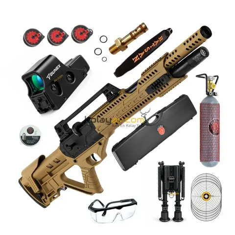 Hatsan Invader Auto FDE Scuba+Reddot+Bipod PCP Havalı Tüfek 6.35 mm