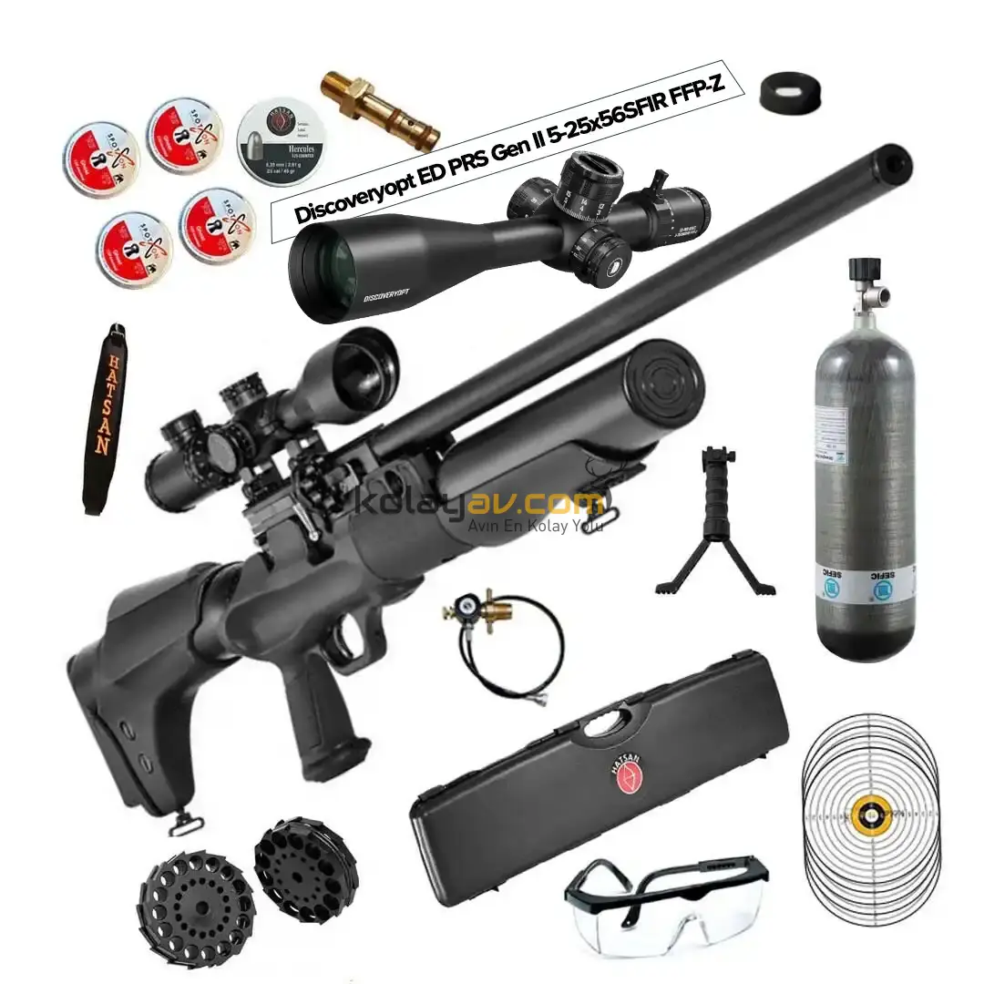 Hatsan Hercules 666 QE 6.35mm FFP Dürbün + Scuba PCP Havalı Tüfek (Pro Carbon Set)