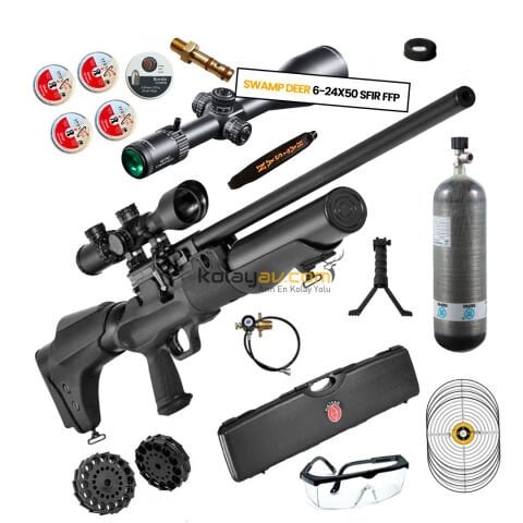 Hatsan Hercules 666 QE 6.35mm FFP Dürbün + Scuba PCP Havalı Tüfek (Pro Carbon Set)