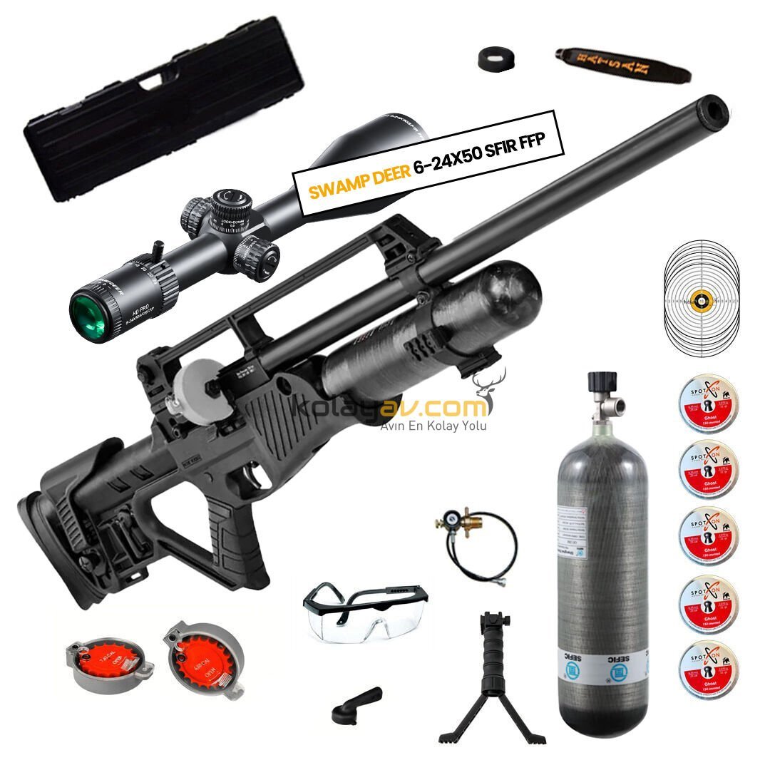 Hatsan Blitz Full AUTO 6.35 mm FFP Dürbün + Scuba PCP Havalı Tüfek (Pro Carbon Set)