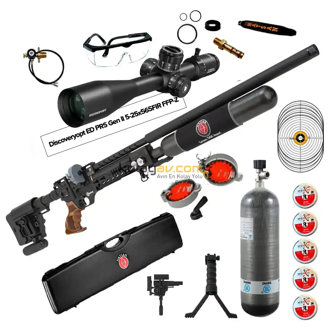 Hatsan Factor Sniper Long FFP Dürbün + Scuba PCP Havalı Tüfek, 6.35mm (Pro Carbon Set)