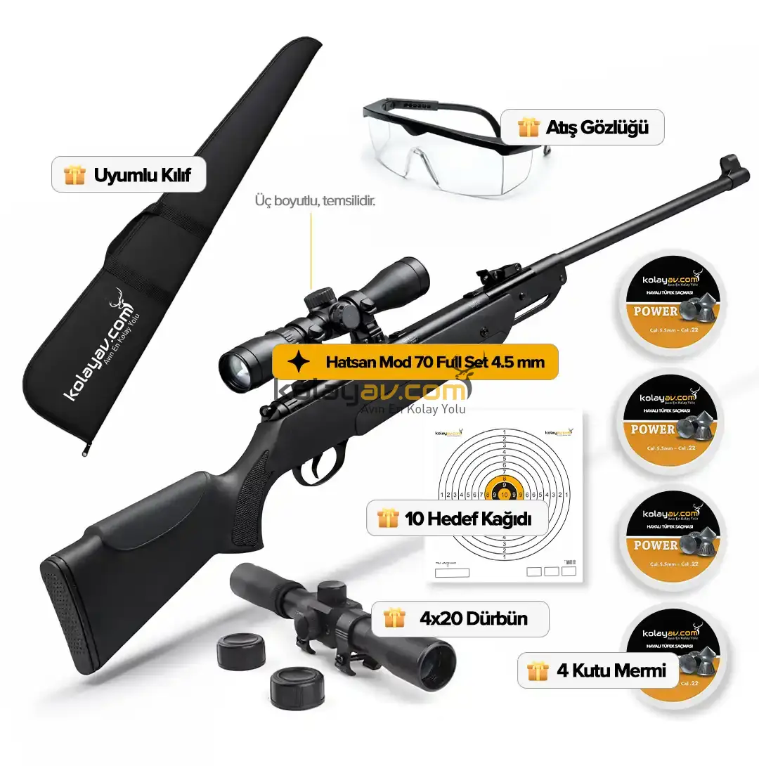 Hatsan Mod 70 Havalı Tüfek, 4.5mm (Full Set)