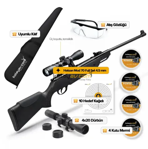 Hatsan Mod 70 Havalı Tüfek, 4.5mm (Full Set)