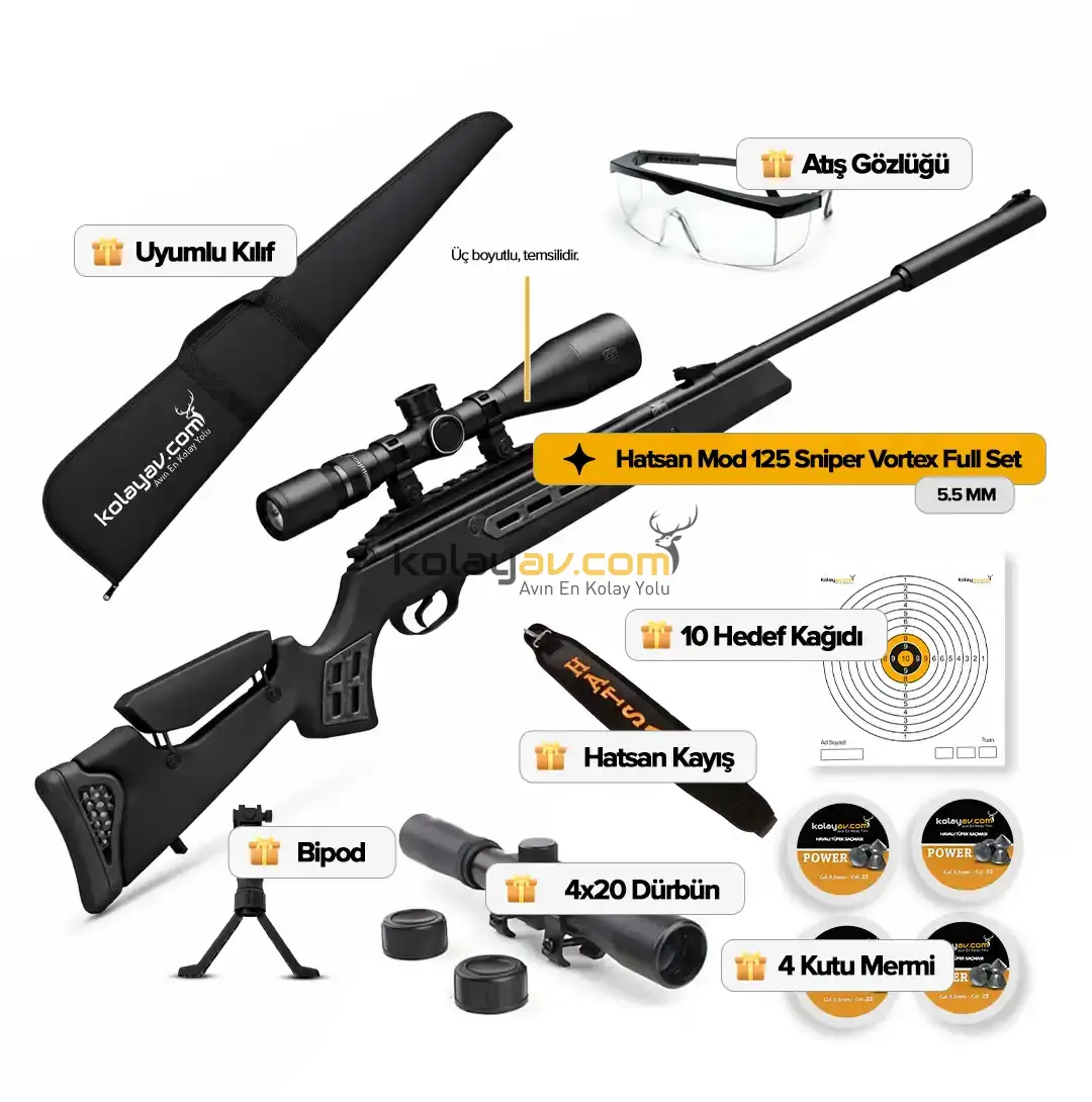 Hatsan Mod 125 Sniper Vortex Havalı Tüfek, 5.5mm (Full Set)