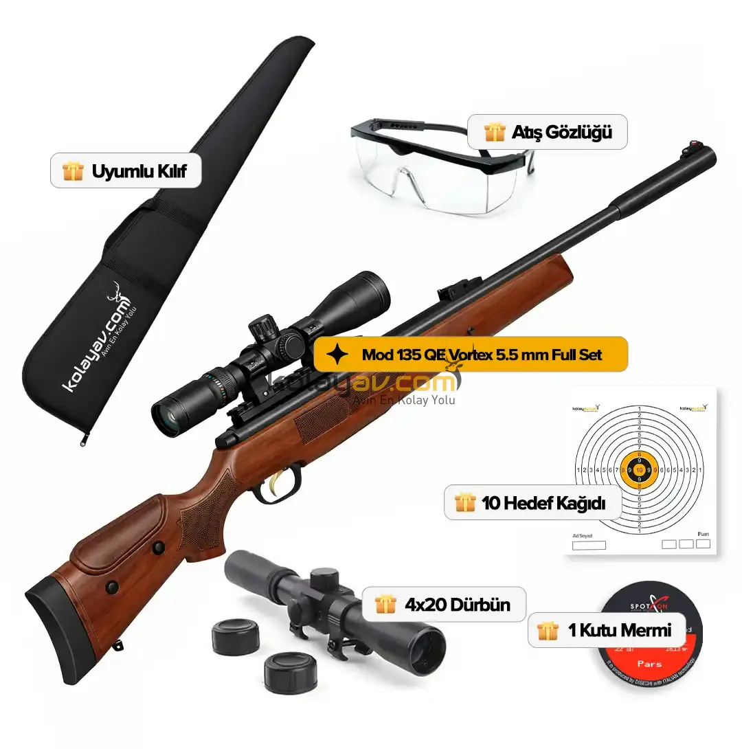 Hatsan Mod 135QE Vortex Havalı Tüfek, 5.5mm (Full Set)