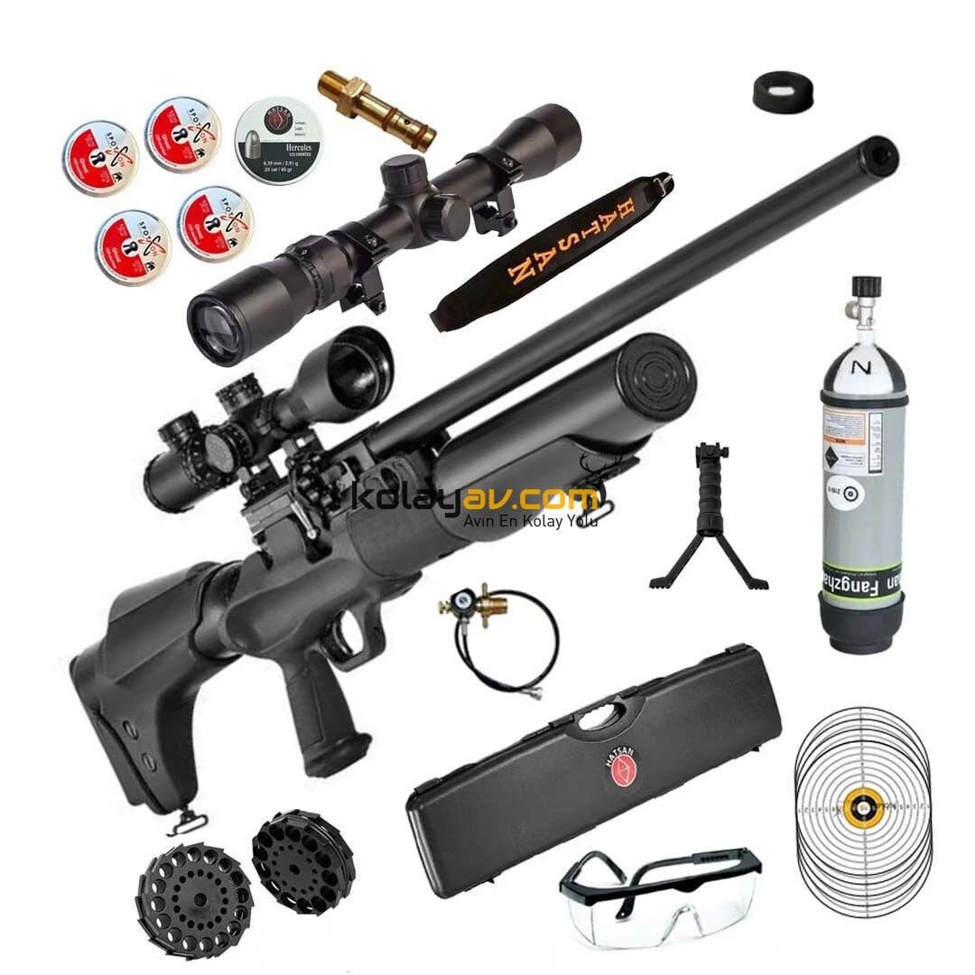 Hatsan Hercules 666 QE 6.35mm (Titanium Set) + Scuba + Dürbün PCP Havalı Tüfek
