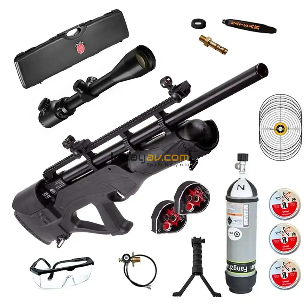 Hatsan Hercules Bully Long Dürbün+Scuba PCP Havalı Tüfek, 6.35mm (Gold Full Set)