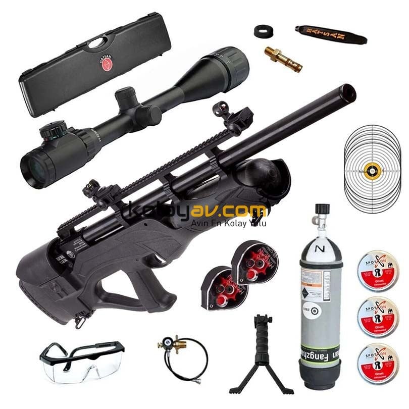 Hatsan Hercules Bully Long Dürbün+Scuba PCP Havalı Tüfek, 6.35mm (Platinum Full Set)