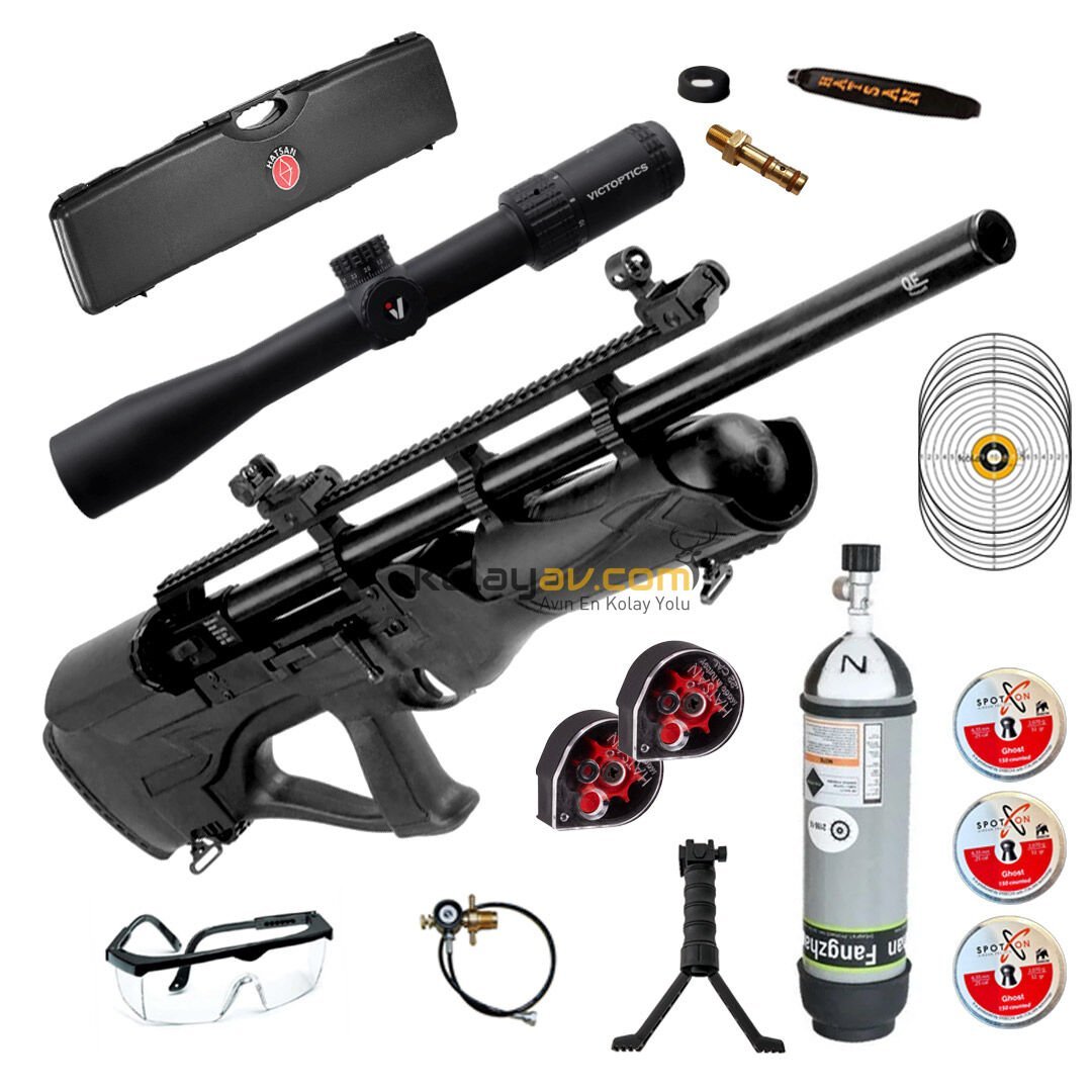 Hatsan Hercules Bully Long Dürbün+Scuba PCP Havalı Tüfek, 6.35mm (Titanium Full Set)