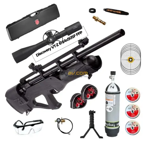 Hatsan Hercules Bully Long Dürbün+Scuba PCP Havalı Tüfek, 6.35mm (Titanium Full Set)