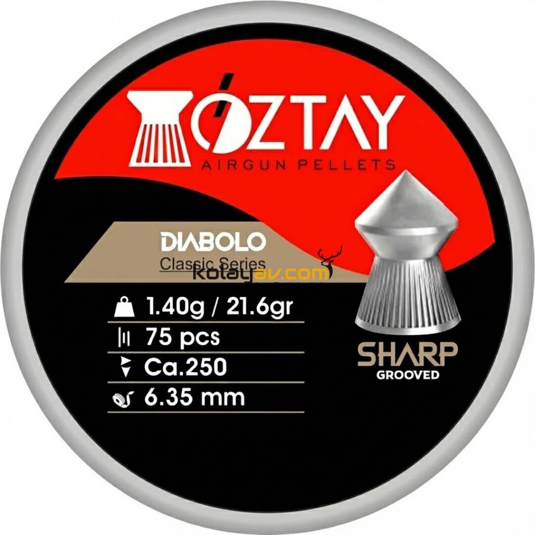 Öztay Sharp Grooved 6.35 mm 21.6 Gr Havalı Tüfek Saçma Pellet (75 Adet)