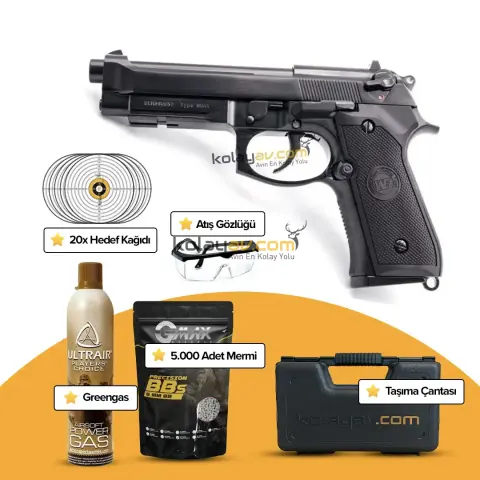 WE Beretta M9A1 Rail Full Auto Blowback Airsoft Tabanca (Greengas)