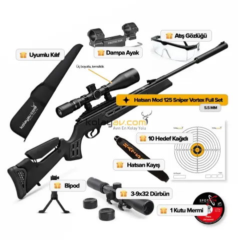 Hatsan Mod 125 Sniper Vortex Havalı Tüfek (Full Set Dürbün+Dampa)
