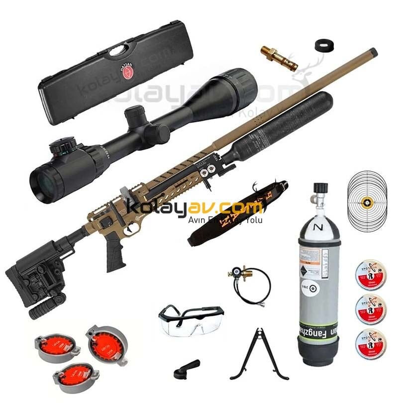 Hatsan Factor Sniper L LONG FDE PCP Havalı Tüfek, 6.35mm Scuba+Dürbün (Platinum Full Set)