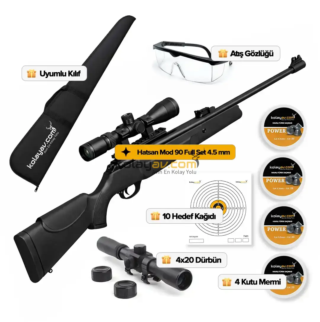Hatsan Mod 90 Havalı Tüfek, 4.5mm (Full Set) 4x20
