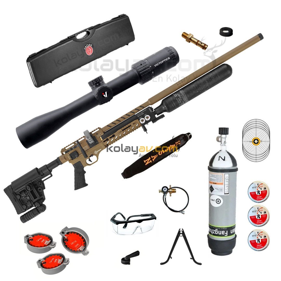 Hatsan Factor Sniper L LONG FDE PCP Havalı Tüfek, 6.35mm Scuba+Dürbün (Titanium Full Set)