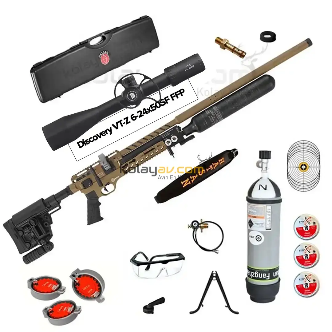 Hatsan Factor Sniper L LONG FDE PCP Havalı Tüfek, 6.35mm Scuba+Dürbün (Titanium Full Set)