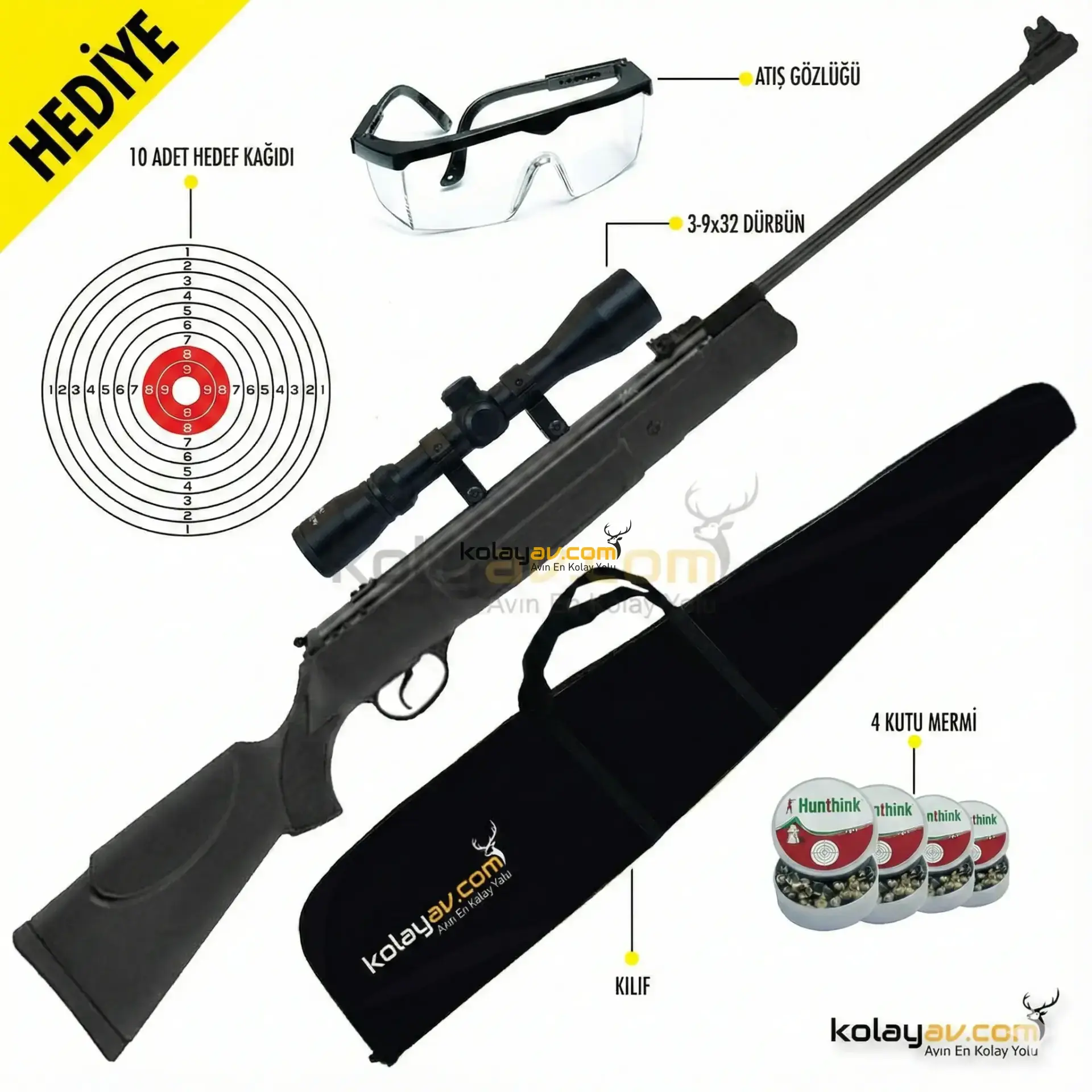 Hatsan Mod 90 Havalı Tüfek, 5.5mm (Full Set) 3-9x32