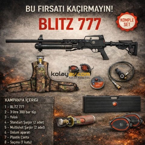 Hatsan Blitz 777 Tam Otomatik PCP Havalı Tüfek 6.35mm (Full Set)