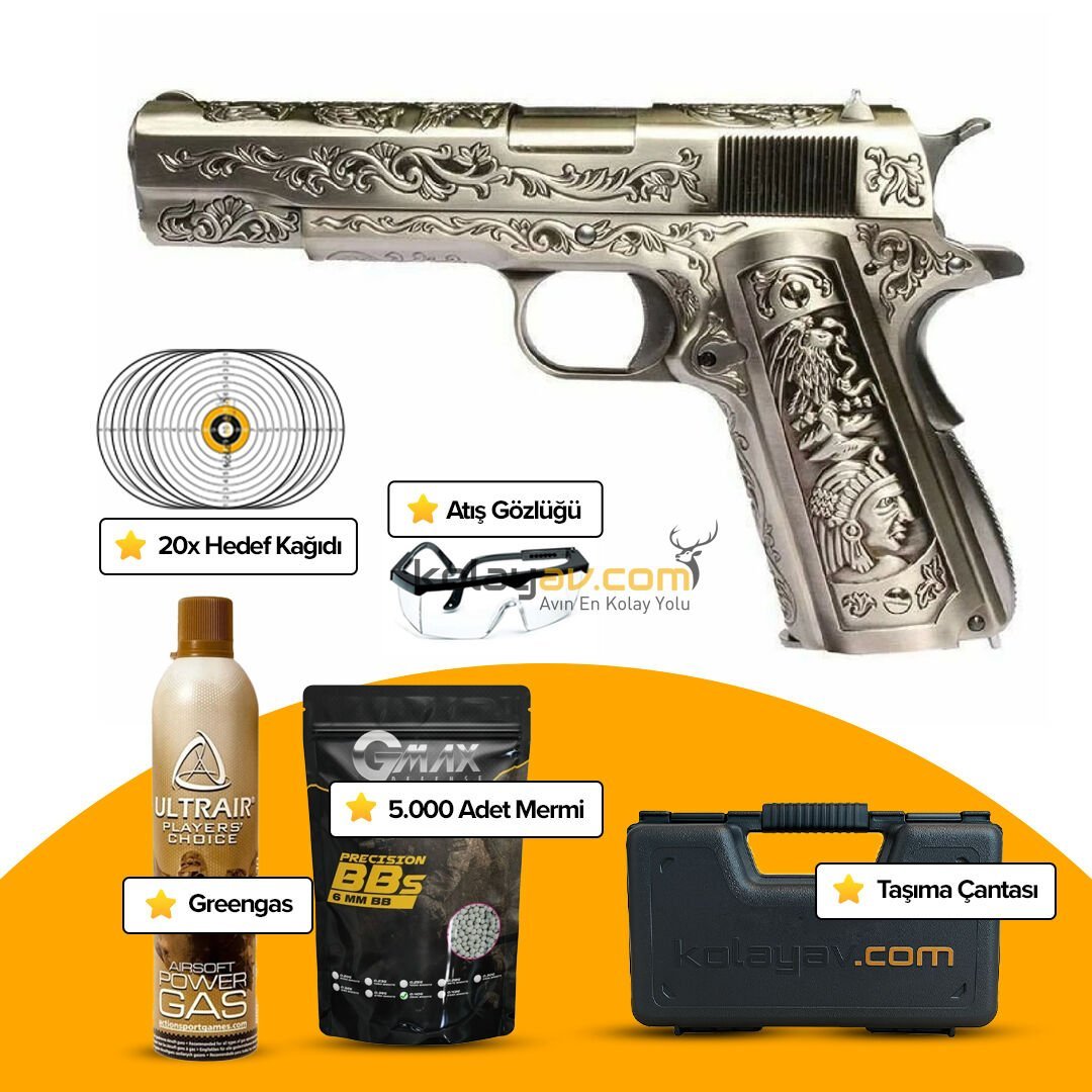 WE Colt 1911 ETCHED GBB Airsoft Tabanca Gravür İşlemeli