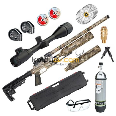 Kral PCP Puncher Jumbo Dazzle Kamuflaj Dürbün+Scuba Havalı Tüfek (Platinum Full Set) 6.35 mm