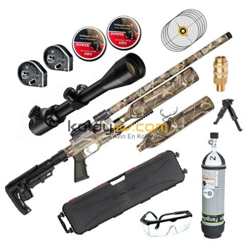 Kral PCP Puncher Jumbo Dazzle Kamuflaj Dürbün+Scuba Havalı Tüfek (Gold Full Set) 4.5 mm