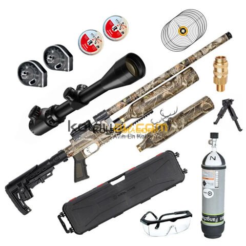 Kral PCP Puncher Jumbo Dazzle Kamuflaj Dürbün+Scuba Havalı Tüfek (Gold Full Set) 6.35 mm
