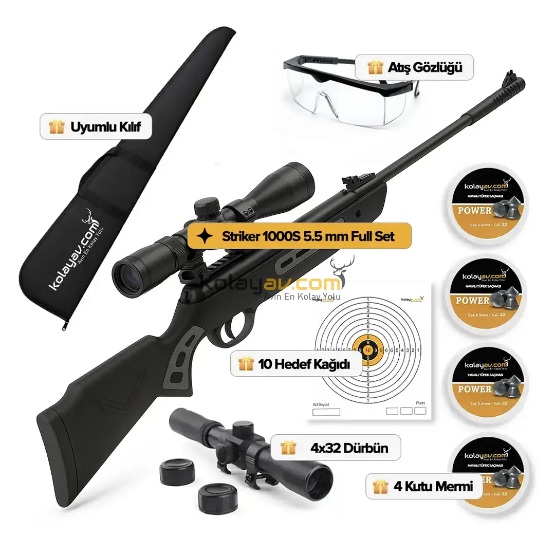 Hatsan Striker 1000S Havalı Tüfek, 5.5mm (Full Set) 4x32