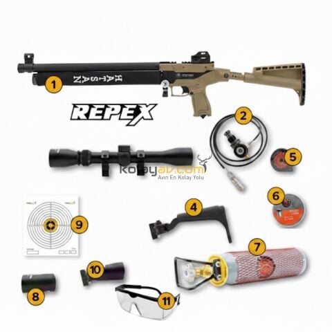 Hatsan REPEX FDE(Çöl) Yarı Otomatik PCP Havalı Tüfek 6.35 mm (Full Set)