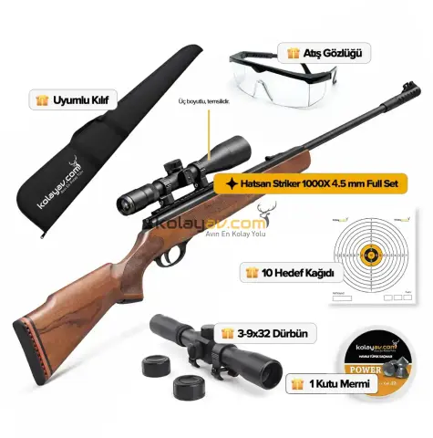 Hatsan Striker 1000X Havalı Tüfek, 4.5mm (3-9x32 Full Set)